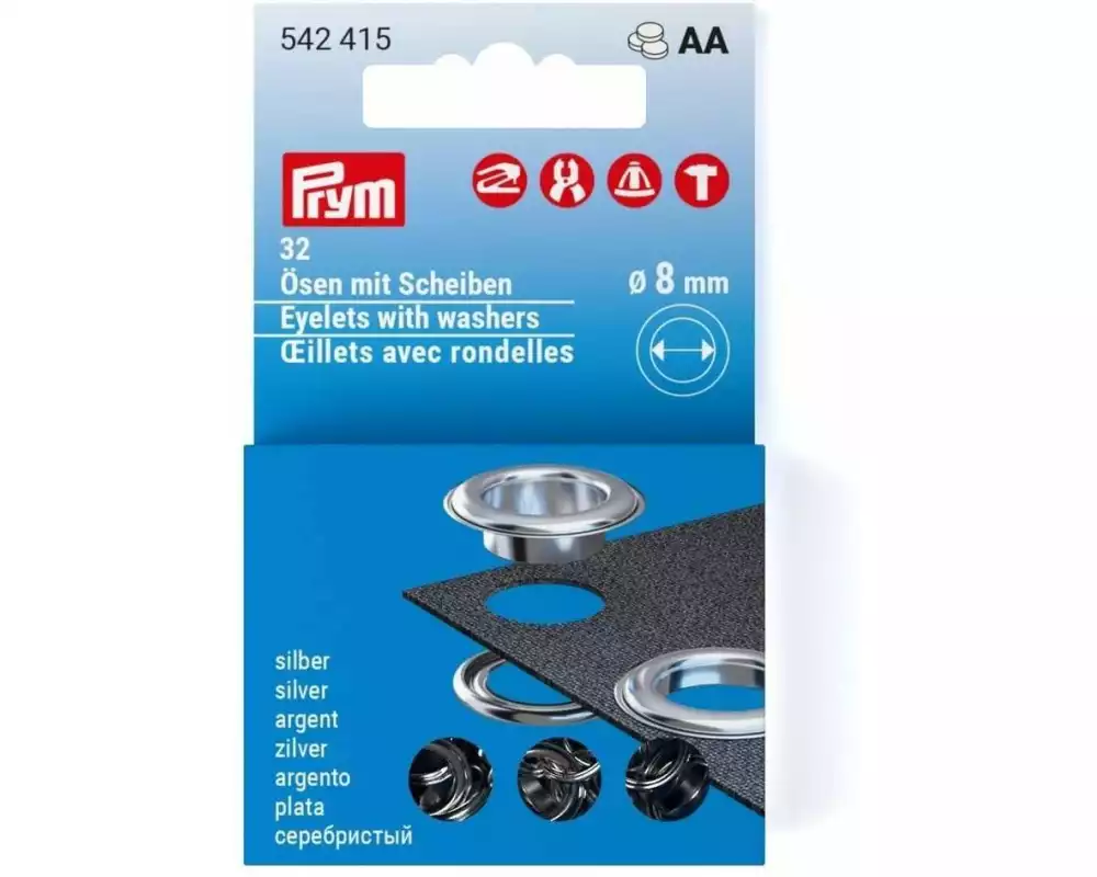 Prym Ösen mit Scheiben 32 Stück, Silber
