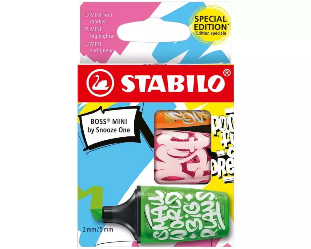 STABILO Leuchtmarker Boss Mini Snooze Grün/Orange/Pink, 3-teilig