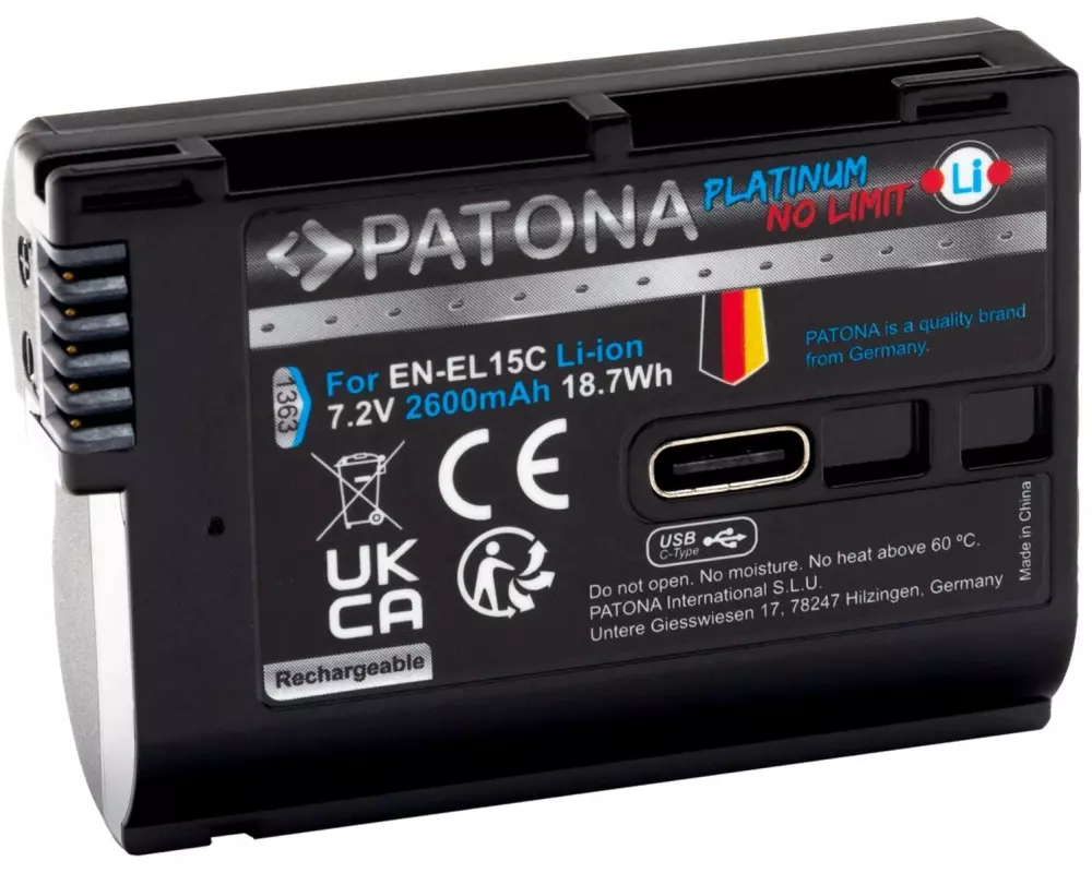 Patona Digitalkamera-Akku Platinum Nikon EN-EL15C mit USB-C