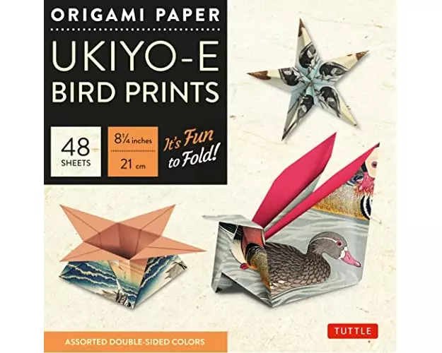 Origami Paper 8 1/4" (21 cm) Ukiyo-e Bird Print 48 Sheets