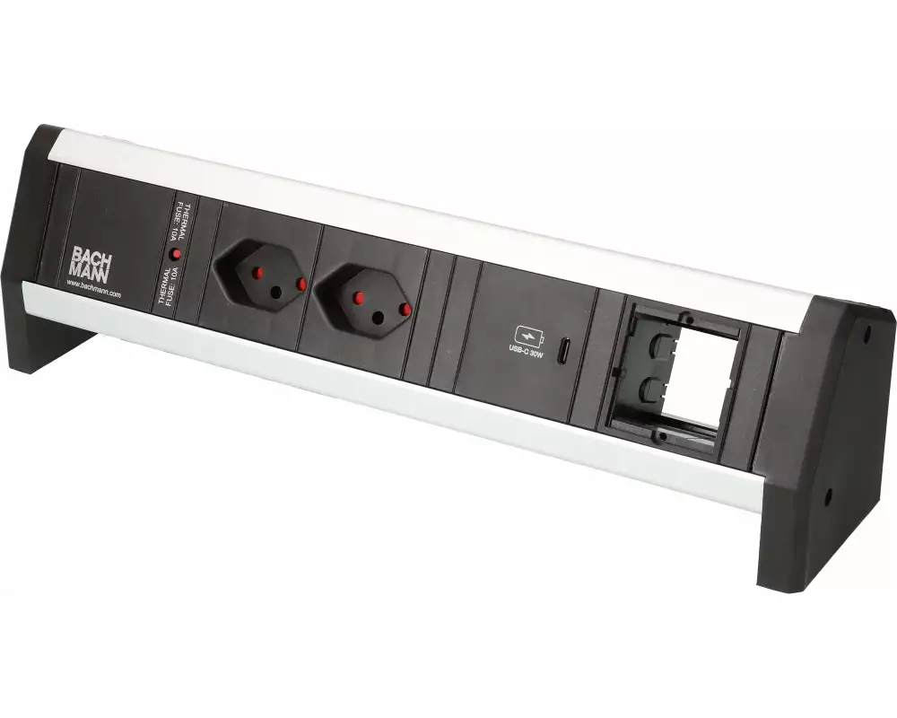 Bachmann Tischsteckdosenleiste DESK 1, 2x T13, 1x USB C, 1x Custom