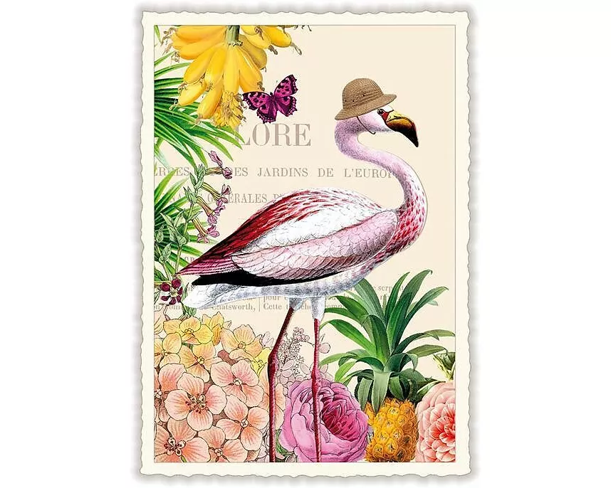 Postkarte / Flamingo / hoch / blanko