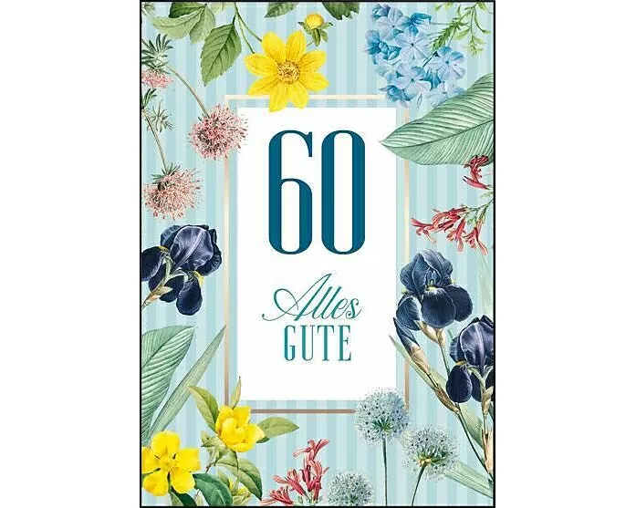 Doppelkarte / 60. Geburtstag (Blumen)