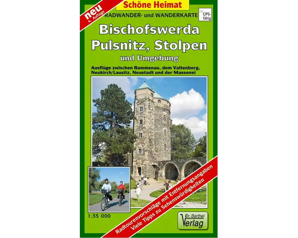 Radwander- und Wanderkarte Bischofswerda, Pulsnitz, Stolpen und Umgebung 1 : 35 000