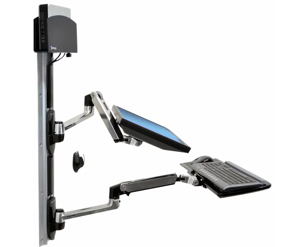 ERGOTRON wall mount, LX ARM II Aluminum, LCD, Keyboard, CPU, adjustable 30cm, 32 inch, VESA 75x75+100x100mm, lift, pan, tilt, rotate