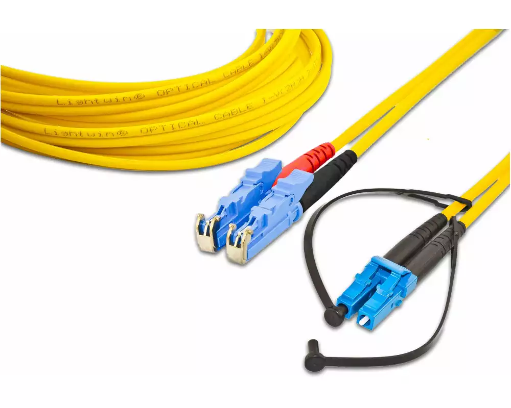 Lightwin LWL-Patchkabel Singlemode, LSH – LC, OS2, Duplex, 1 m Singlemode LSH (E2000 kompatibel) – LC, OS2, Duplex, 1 m