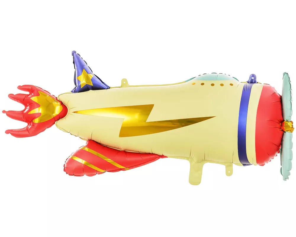 Partydeco Folienballon Flugzeug 91 x 39 cm, Mehrfarbig