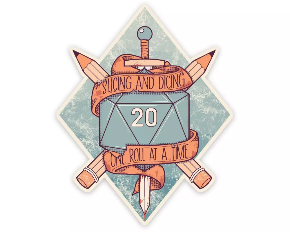 Glass Staff Slicing and Dicing Sticker Hellblau/Orange