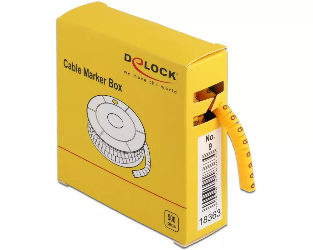 Delock Kabelkennzeichnung Nr. 9, gelb, 500 Stück
