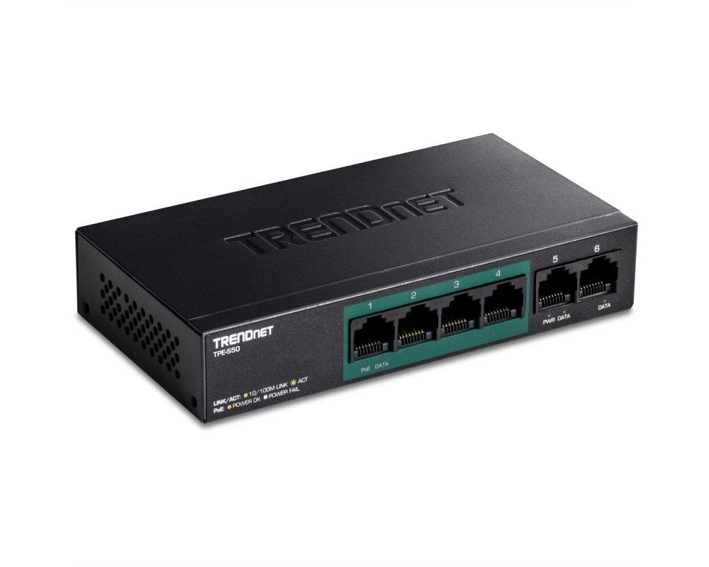 TRENDnet TPE-S50 6-Port PoE Switch 10/100Mbps 60W