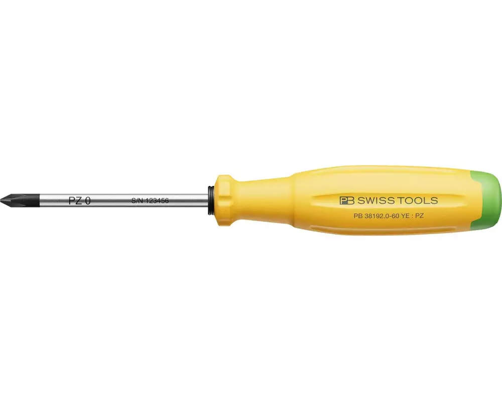 PB Swiss Tools Schraubenzieher SwissGrip Evo PZ 0 60 mm Gelb