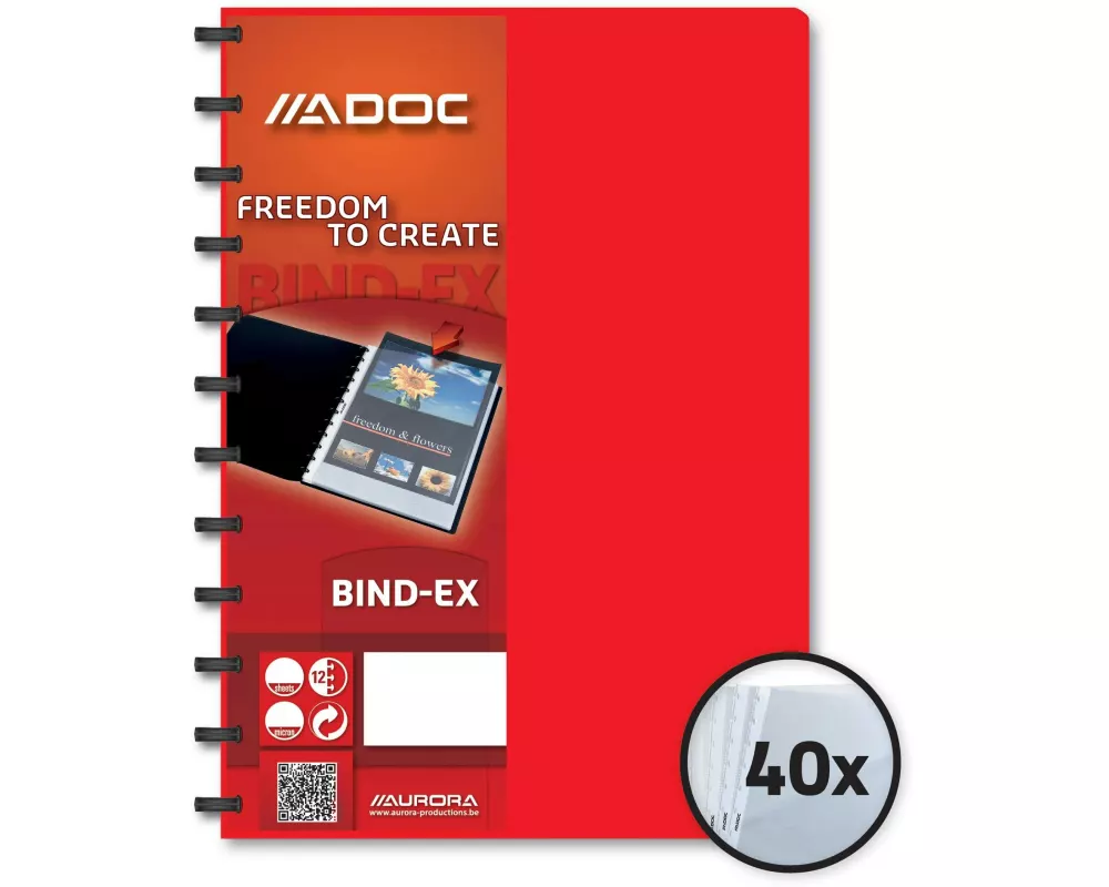 Adoc Sichtbuch Bind-Ex A4, 40 Taschen, Rot