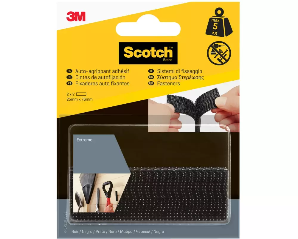 Scotch Klettband Dual Lock Extreme, 25mm x 76mm Schwarz