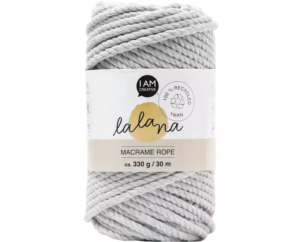 lalana Wolle Makramee Rope 5 mm, 330 g, Hellgrau