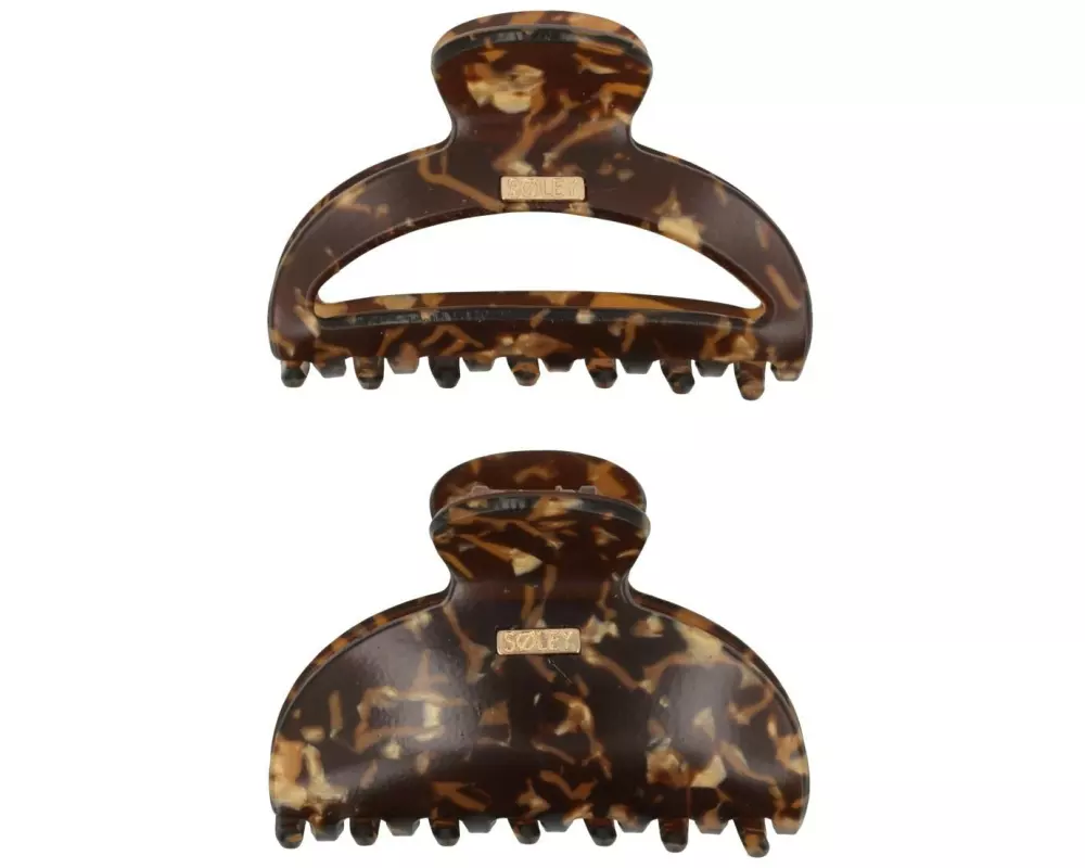 SOLEY Klemme Braun marmoriert, 2 Stück