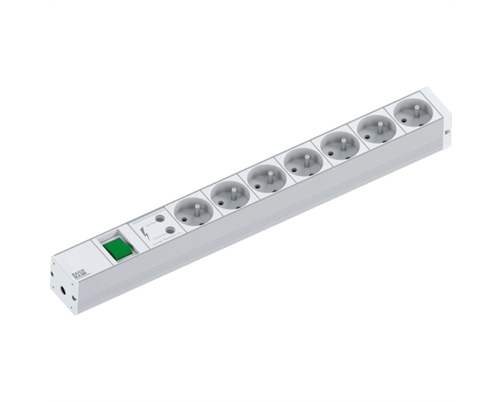 BACHMANN 19"-Steckdosenleiste 1HE 7xUTE 1xSchalter 1xSPD, 2 m