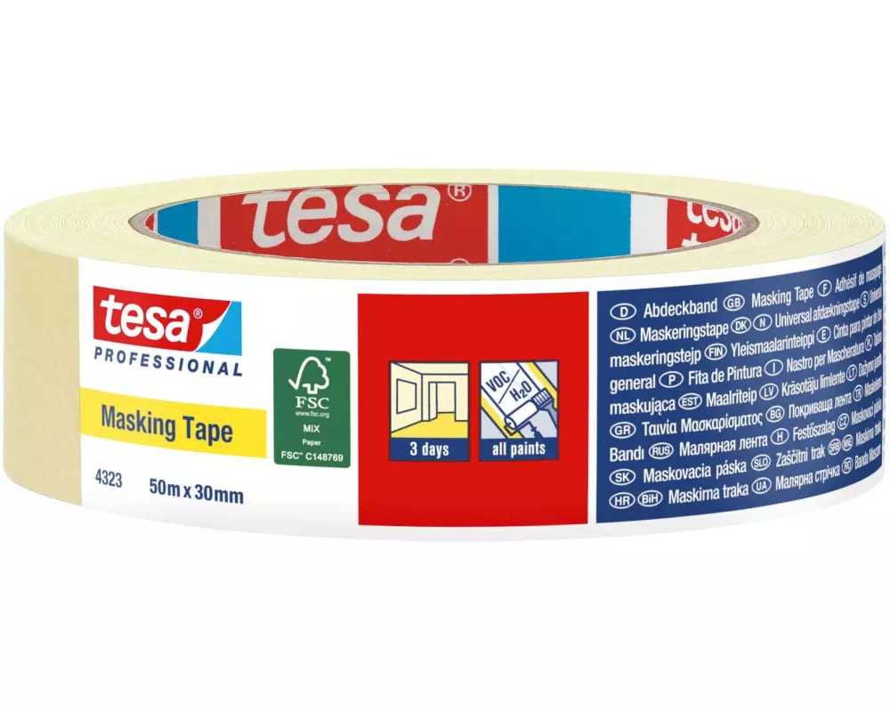 tesa Malerband Krepp Universal 50m x 30 mm, Chamois