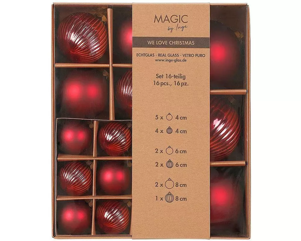 INGES CHRISTMAS DECOR Weihnachtskugel Vintage Rose 1 Stück, Weinrot