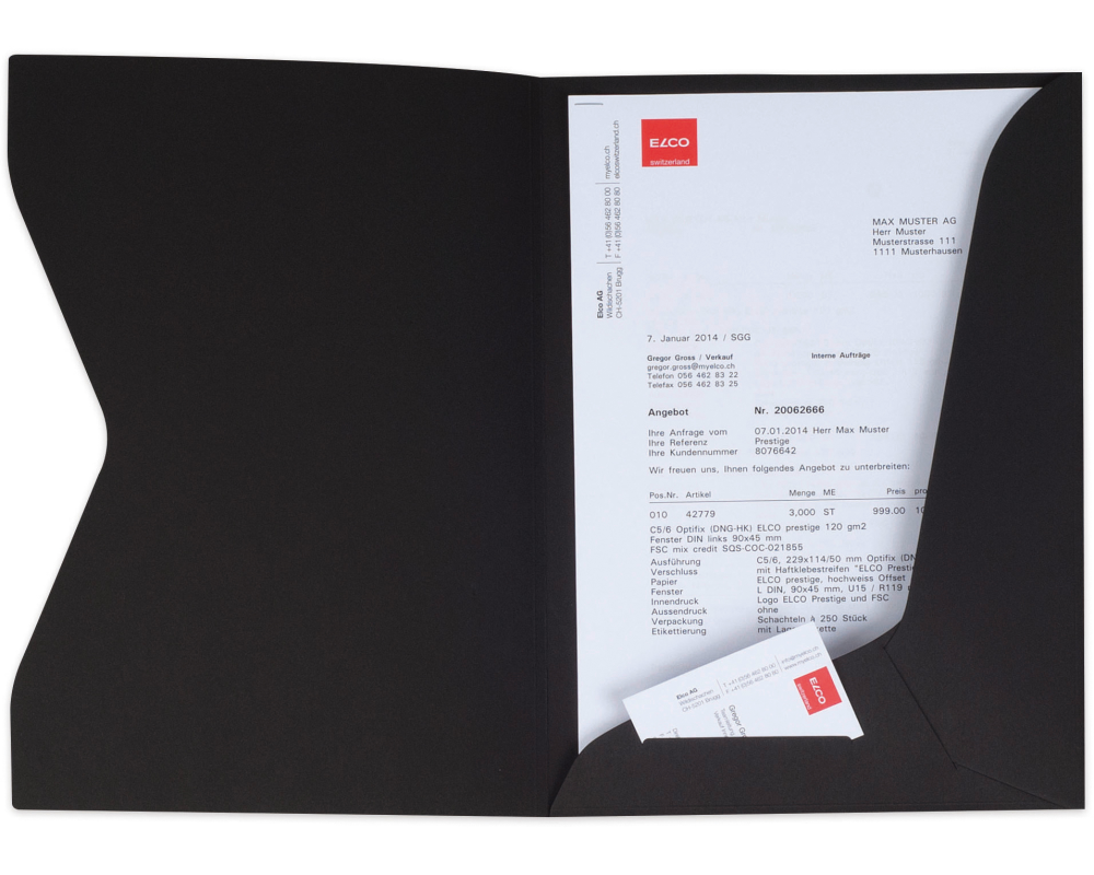 ELCO Offertmappe Prestige A4 29450.11 schwarz, 270gm2 10 Stk.