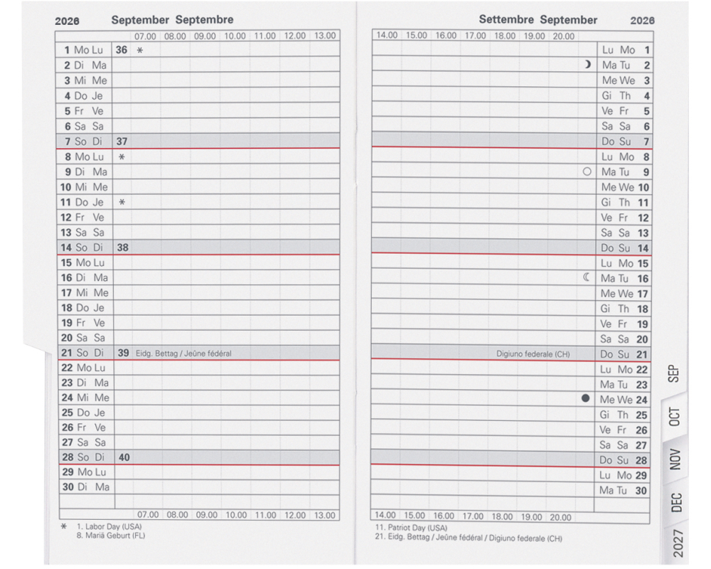 BIELLA Planer Paris 2026 853411000026U 1M/2S Ersatz ML 7.5x12.6cm