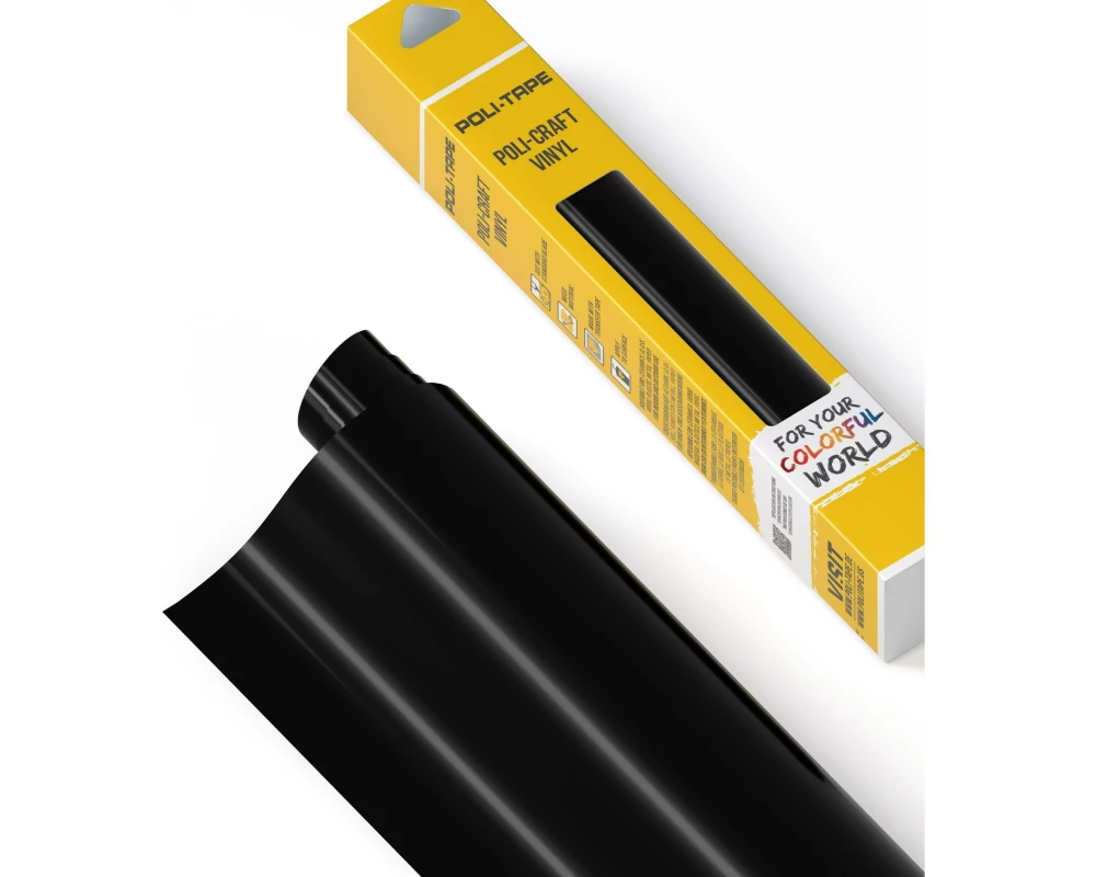 Poli-Tape Vinylfolie Permanent 30.5 x 183 cm, Schwarz glänzend