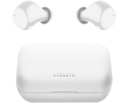 STREETZ TWS dual earbuds,white TWS-1111 w ChargeCase