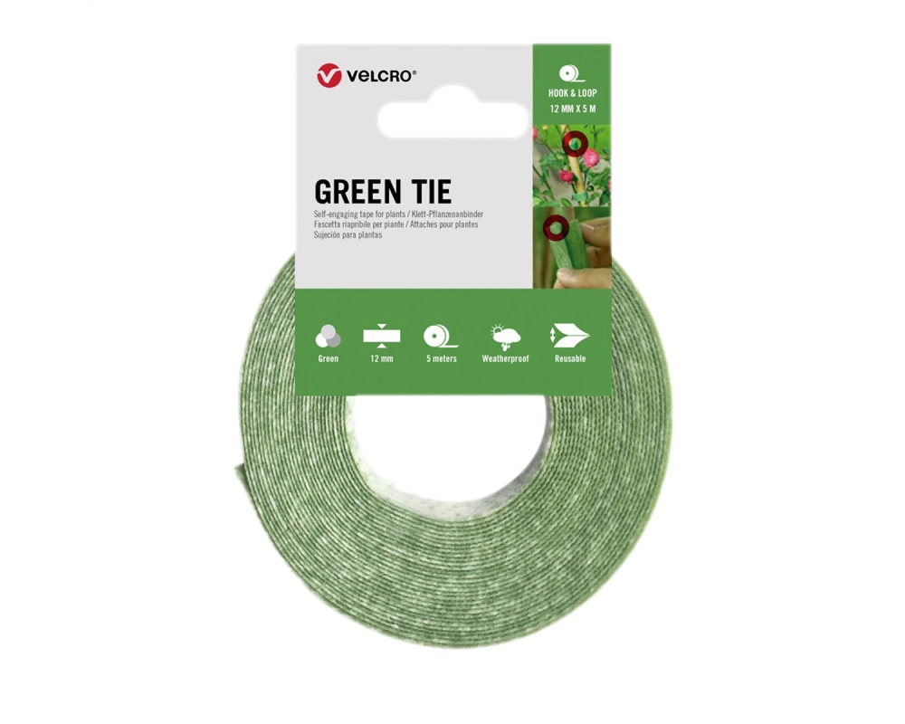 VELCRO Green Tie 5m in sich selbst schließendes Band 12mm grün
