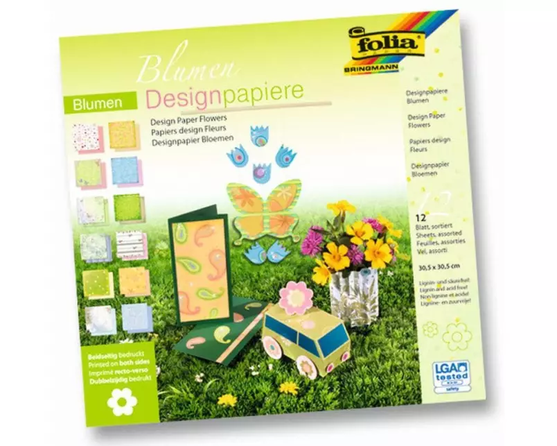 Folia Designpapier Block Blumen Mehrfarbig