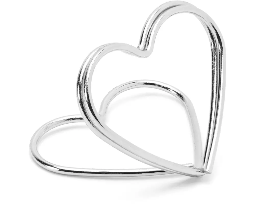 Partydeco Tischkarte Halter Herz 2.5 cm, 10 Stück, Silber
