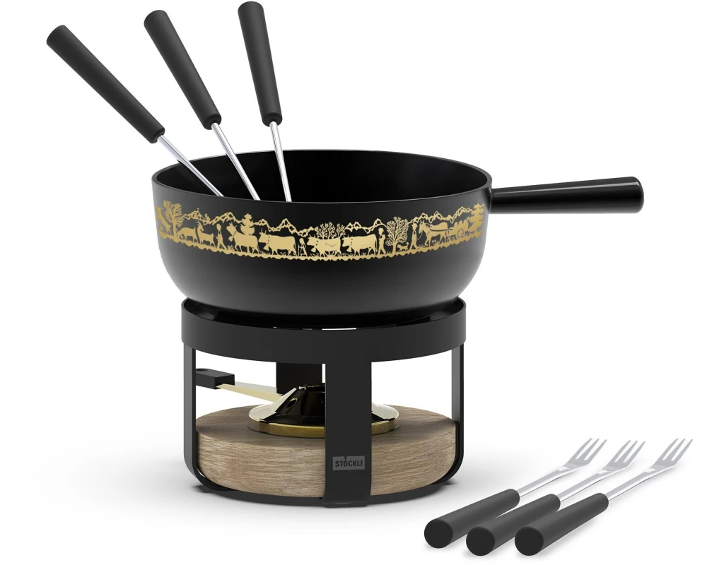 Stöckli Käsefondue-Set Pilatus 8 Teile, Schwarz