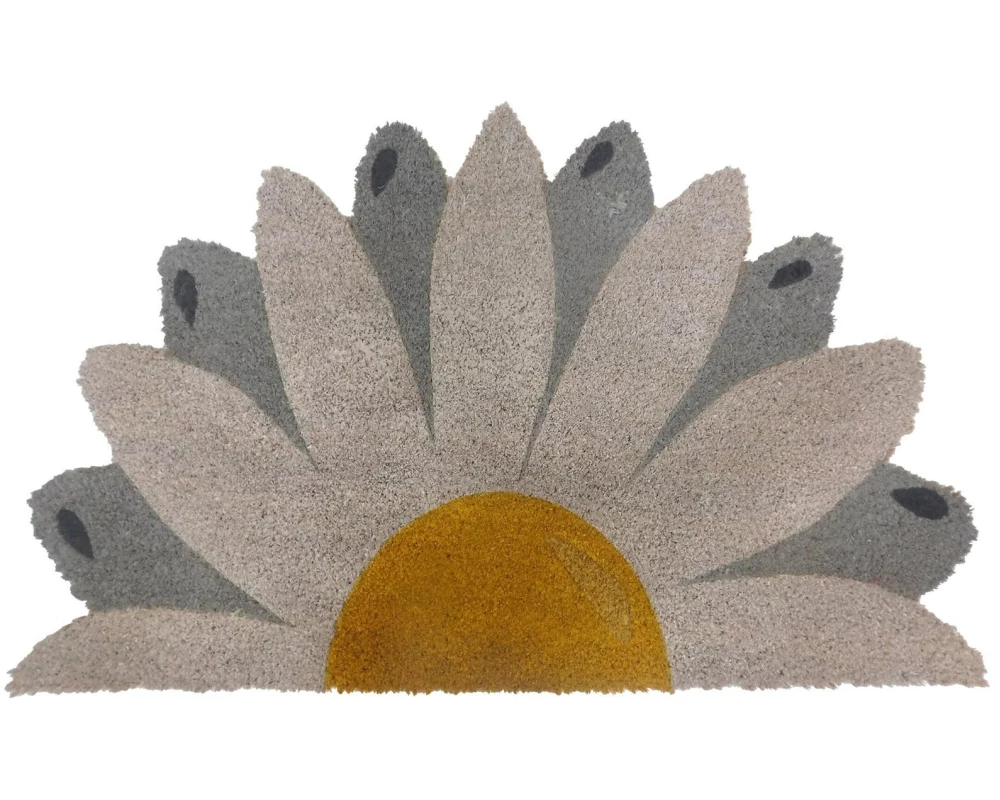 relaxdays Fussmatte Sonnenblume 80 x 50 cm Grau