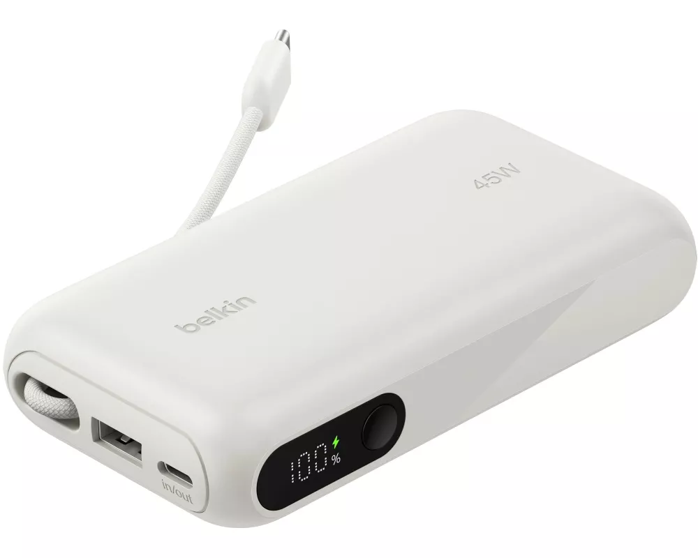 Belkin BoostCharge mit Display und integriertem Kabel Beige