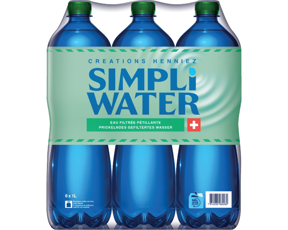 SIMPLI WATER gefiltert, mit Kohlensäure 13012452 100 cl, 6 Stk.
