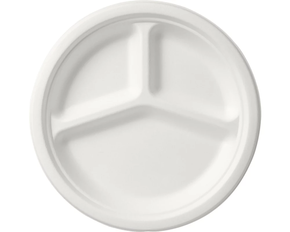 Duni Einwegteller 26 cm 3-geteilt 50 Stück, Weiss