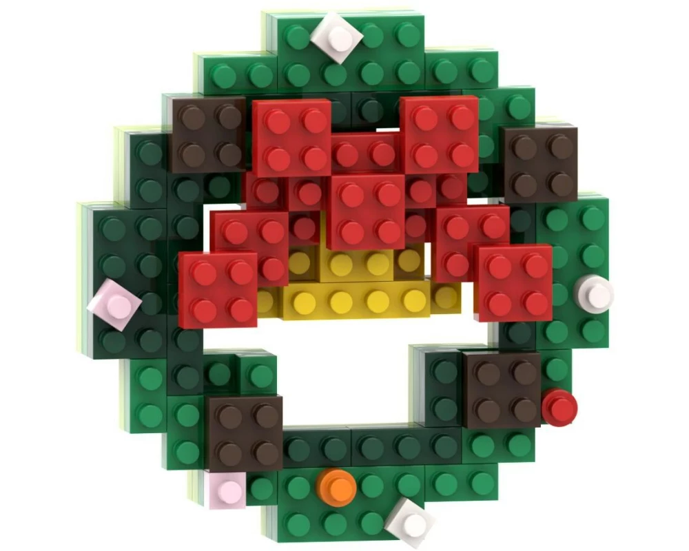 BRIXIES Bausteinmodell Weihnachtskranz aus 105 Bausteinen