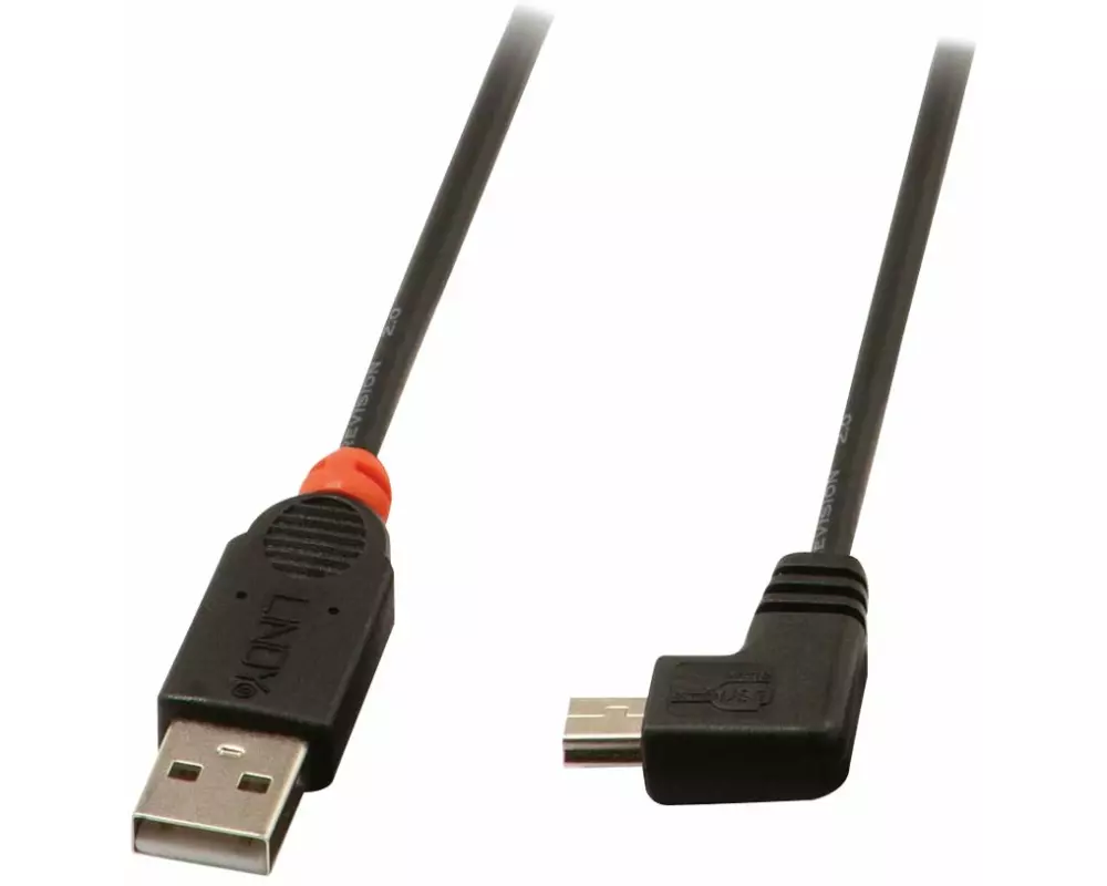 LINDY USB 2.0 Type A/Mini-B 90 1m Mini-B plug right angled