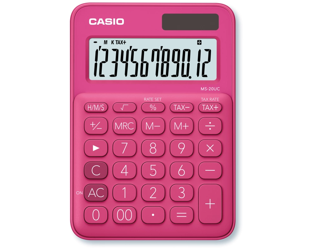 CASIO Mini Taschenrechner MS-20UC-RD-S 12-stellig rot