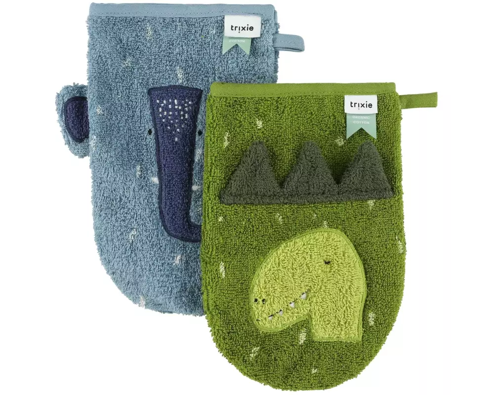 Trixie Baby-Waschhandschuh 2er Set klein Dino/Elefant