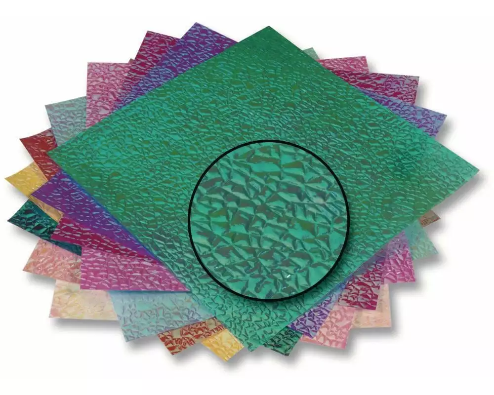 Folia Faltblätter Irisierende Kristallprägung Farbig sortiert