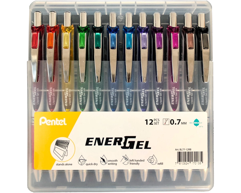 PENTEL Rollerball EnerGel 0.7mm BL77-12RB Rainbow Set 12 Stück