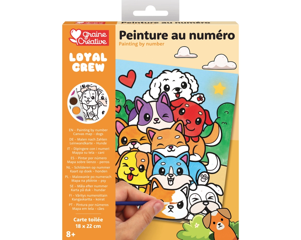 GRAINE CREATIVE Malen nach Zahlen 18x22cm GC-750266 Hunde