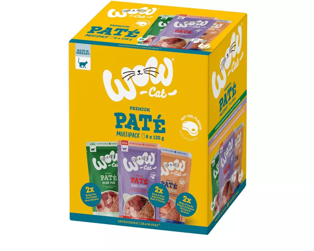 WOW Nassfutter Premium Paté Multipack, 6 x 125 g