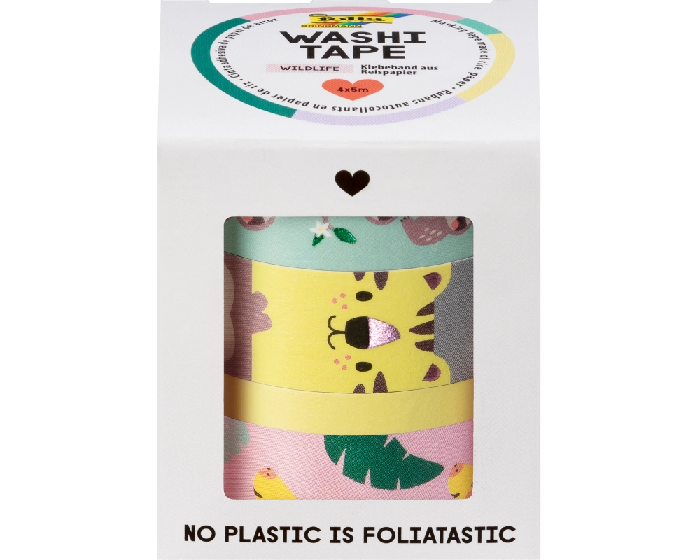 FOLIA Washi-Tape Set Wildlife 26457 Hotfoil 4 Stück