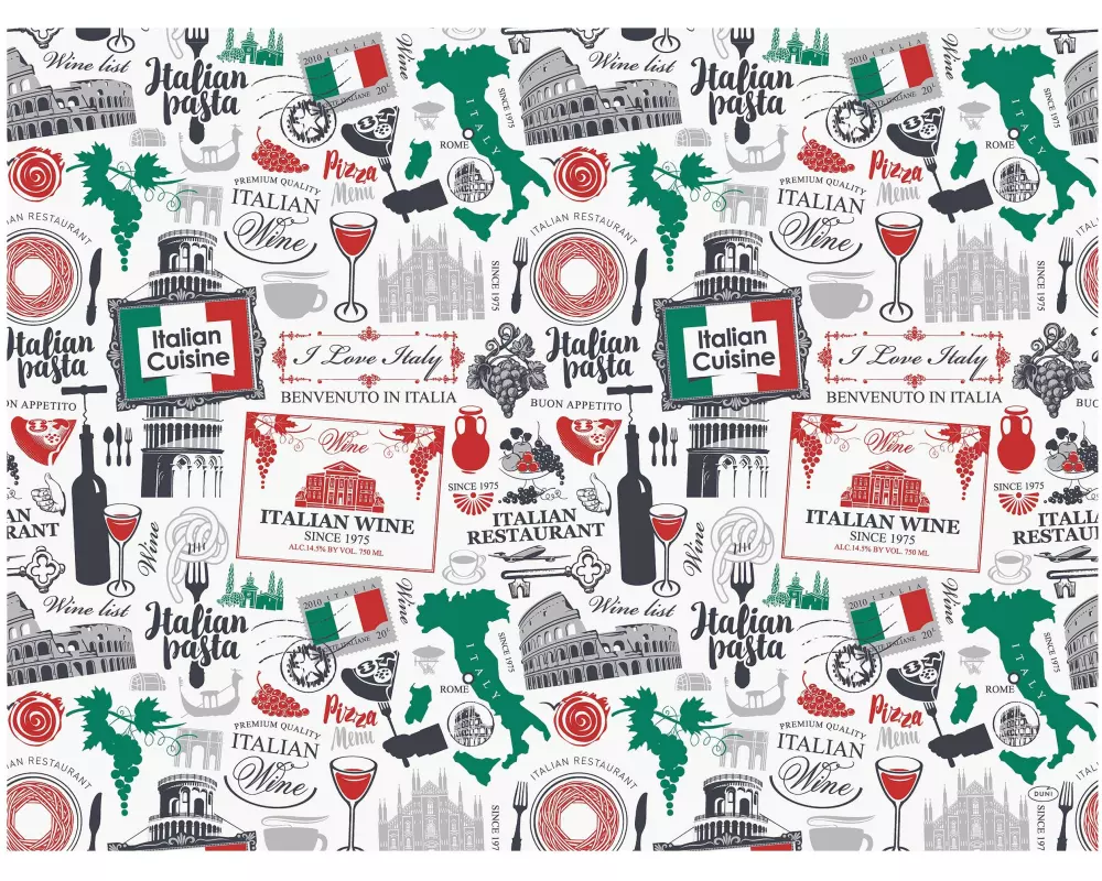 Duni Tischset Viva Italia 250 Stück, 30 cm x 40 cm, Mehrfarbig