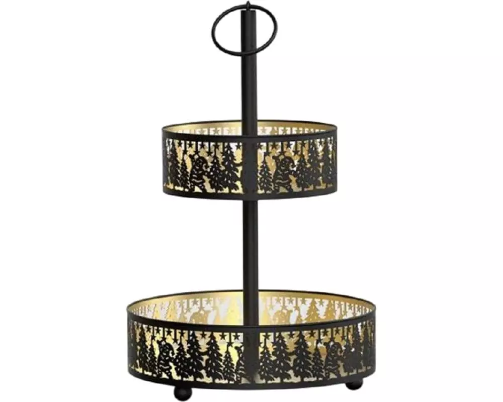 Dameco Etagere Forest mit 2 Ablagen 37 cm, Schwarz/Gold