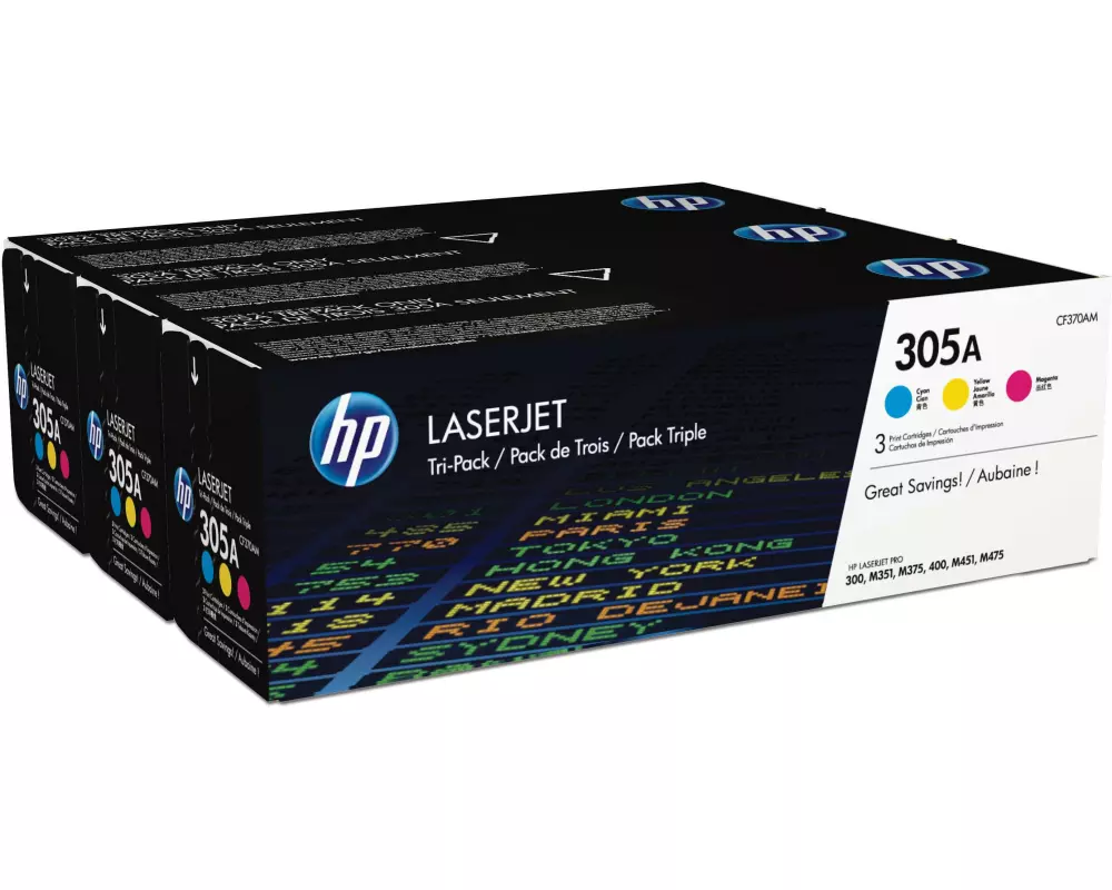 HP Toner Nr. 305A (CF370AM) Magenta/Yellow/Cyan