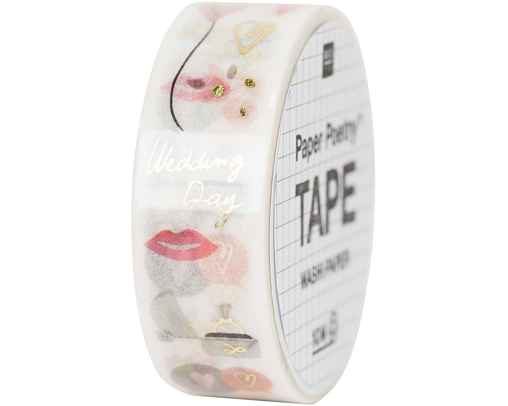 RICO DESIGN Washi Tape Hochzeit 99001.77.02 weiss 15mmx10m
