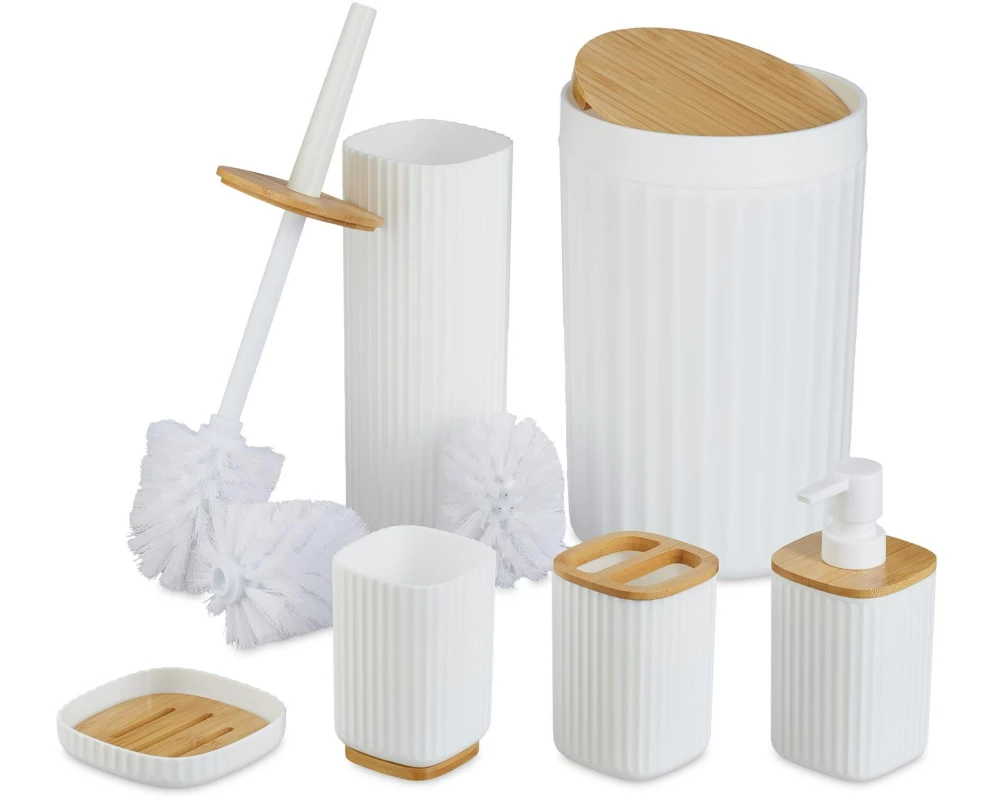 relaxdays Badezimmer-Set 6-teilig, Schwarz