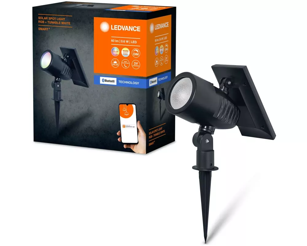 Ledvance Outdoor Gartenspot Smart+ Solar Spot, 3000-6500K, Schwarz