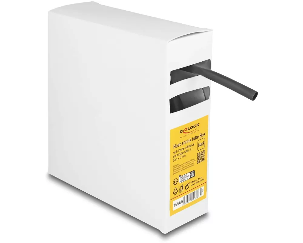 Delock Schrumpfschlauch Box mit Innenkleber 5 m x 6 mm Schwarz